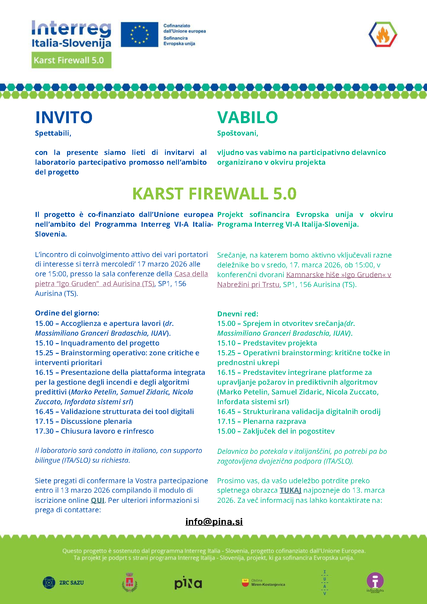 Program delavnice – Programma workshop.17.03.26 KarstFW