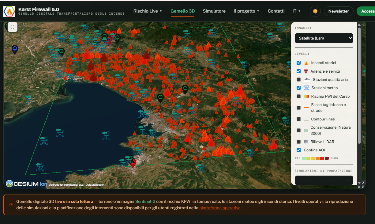 Karst Firewall 5.0 è online: l’intelligence transfrontaliera sugli incendi del Carso by Infordata Sistemi, aperta a tutti