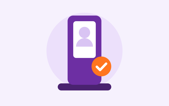Illustrazione: totem per la gestione dei visitatori con conferma di check-in
